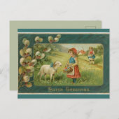 meisjes met lammeren in een veld Pasen Briefkaart (Voorkant / Achterkant)