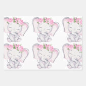 Meisjes met olifant en bloemkool in papierbladen inpakpapier vel (Voorkant)