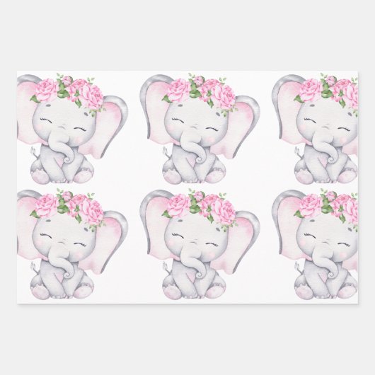 Meisjes met olifant en bloemkool in papierbladen inpakpapier vel (Voorkant)