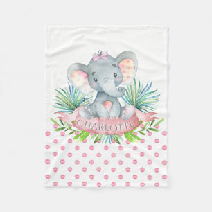 Meisjes met persoonlijke ellephant Baby Blanket Fleece Deken