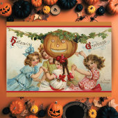   Meisjes met Pompoen Custom Halloween Feestdagen Kaart