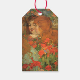 Meisjes met rode klaprozen (door George Henry) Cadeaulabel