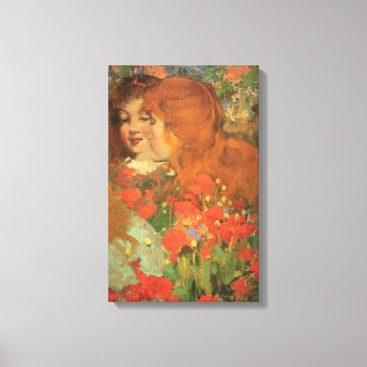 Meisjes met rode klaprozen (door George Henry) Canvas Afdruk (Voorkant)