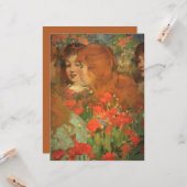 Meisjes met rode klaprozen (door George Henry) Kaart (Voorkant / Achterkant in situ)