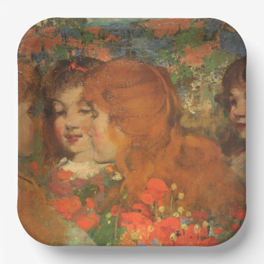 Meisjes met rode klaprozen (door George Henry) Papieren Bordje (Voorkant)