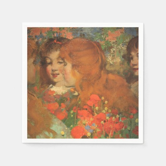 Meisjes met rode klaprozen (door George Henry) Servet (Voorkant)