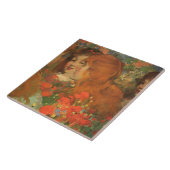 Meisjes met rode klaprozen (door George Henry) Tegeltje (Zijkant)