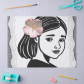 Meisjes met roze bloem tissuepapier (Craft)