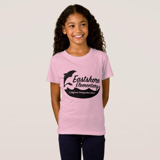 Meisjes met roze dolfijn t-shirt (Voorkant volledig)