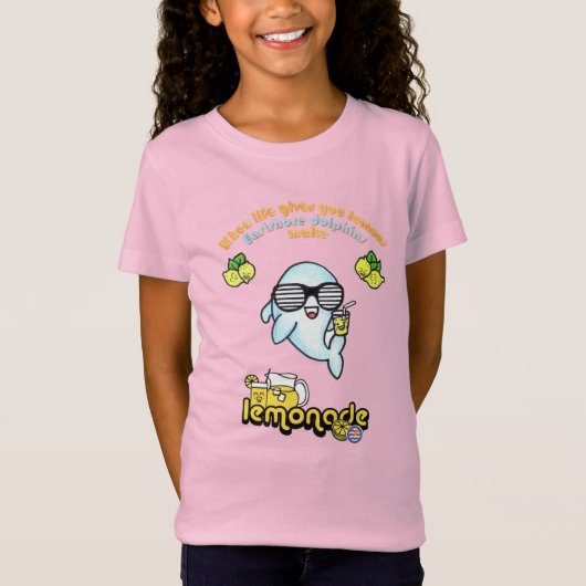 Meisjes met roze limonade Dolphin T-Shirt (Voorkant)