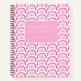 Meisjes met roze regenboogpatroon notitieboek