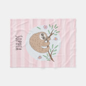 Meisjes met roze slaapzool en Kinder naam Fleece Deken (Voorkant (Horizontaal))