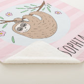 Meisjes met roze slaapzool en Kinder naam Sherpa Deken (3/4)