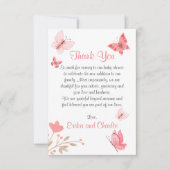 Meisjes met roze vlinders Baby shower dan Bedankkaart (Voorkant)