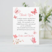 Meisjes met roze vlinders Baby shower dan Bedankkaart (Staand voorkant)