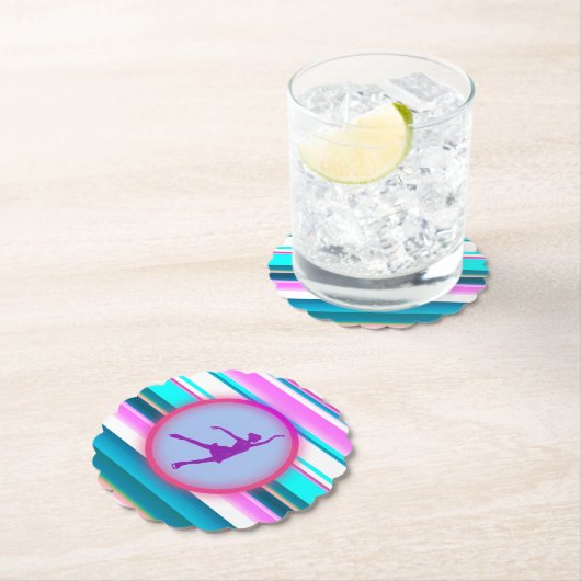 Meisjes met schaatsen kartonnen onderzetters (Insitu)