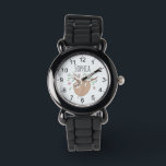 Meisjes met slaapzalen en noem Kinderen Horloge<br><div class="desc">Dit prachtige en girly kinder horloge heeft een prachtige,  slapende luiaard cartoon met bloemen en bladeren en gemakkelijk te lezen nummers. Dit mooie ontwerp heeft ook een plek voor u om de naam van uw meisje toe te voegen. Het perfecte oerwoud thema,  wildlife design voor je kleintje!</div>