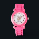 Meisjes met slaapzalen en noem Kinderen Horloge<br><div class="desc">Dit schattige en meisjesachtige kinder horloge heeft een prachtige,  handgetekende slaapzooldoedel met bloemen en bladeren. Dit mooie roze ontwerp heeft ook een plek voor u om de naam van uw meisje toe te voegen. Het perfecte oerwoud thema,  wildlife design voor je kleintje!</div>