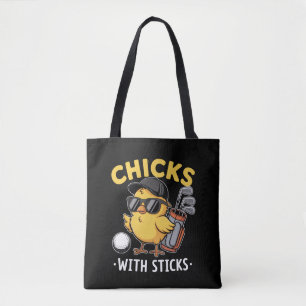 Meisjes met Sticks Golfer Meisje Golfclub Golfen Tote Bag