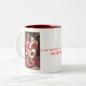 Meisjes met swing Kerstmis Tweekleurige Koffiemok (Voorkant links)