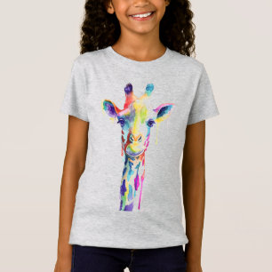 Meisjes met T-shirts en kleur - Giraffe met meerde