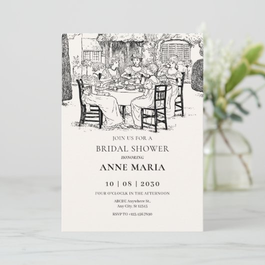  meisjes met thee vrijgezellenfeest kaart (Staand voorkant)