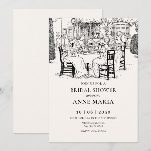  meisjes met thee vrijgezellenfeest kaart (Voorkant / Achterkant)