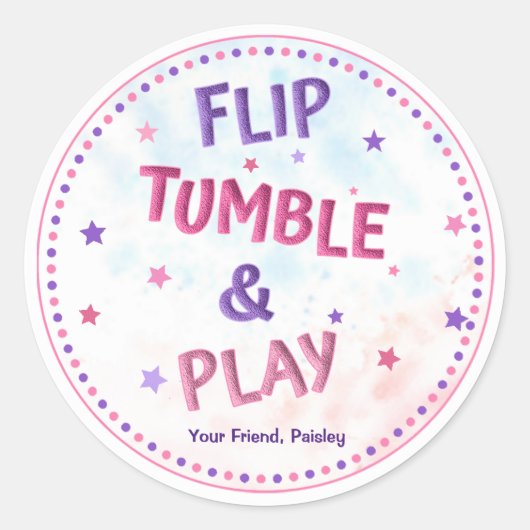 Meisjes met tumble & Play Birthday Favor Gymnastie Ronde Sticker (Voorkant)