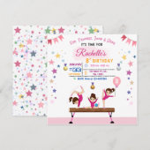 Meisjes met tumbling Gymnastiek Birthday Party Inv Kaart (Voorkant / Achterkant)