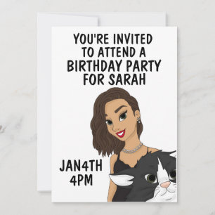  MEISJES MET VERZOEKEN VAN KAT-BIRTHDAY-PARTIJEN KAART