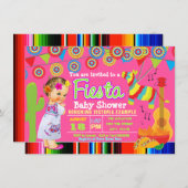 Meisjes Mexicaanse Fiesta Baby Douche Uitnodiginge Kaart (Voorkant / Achterkant)