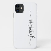 Meisjes-minimalistisch witmonogram-naamscript Case-Mate iPhone case (Achterkant)