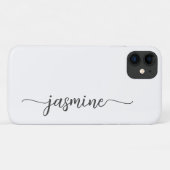 Meisjes-minimalistisch witmonogram-naamscript Case-Mate iPhone case (Achterkant (horizontaal))