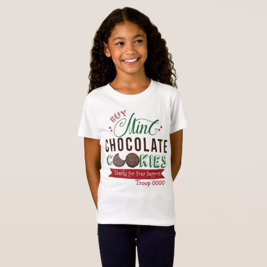 Meisjes Mint Chocolate Cookies Shirt Aangepast (Voorkant volledig)