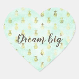 Meisjes Mint Glam Gold Tropische ananassen Hart Sticker
