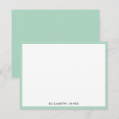 Meisjes Mint Green Modern Elegant Classic Minimali Notitiekaartje (Voorkant / Achterkant)
