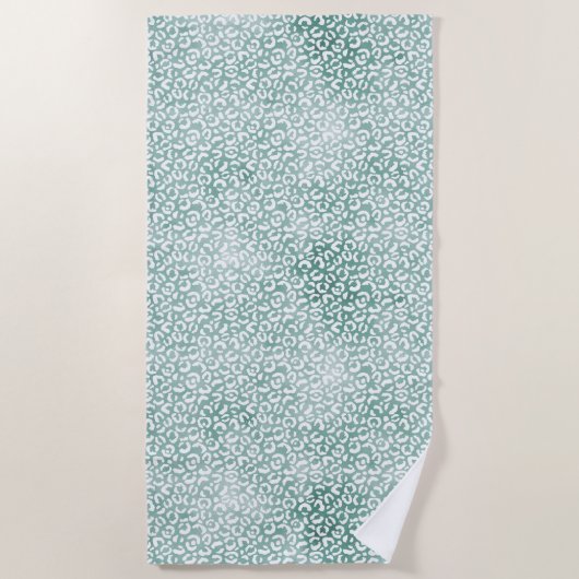 Meisjes Mint White Leopard Print Strandlaken (Voorkant)