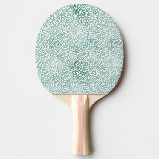 Meisjes Mint White Leopard Print Tafeltennisbatje (Voorkant)