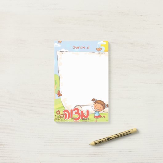 Meisjes Mitvah Note - 4x6 Sticky Notepad (Op bureau)