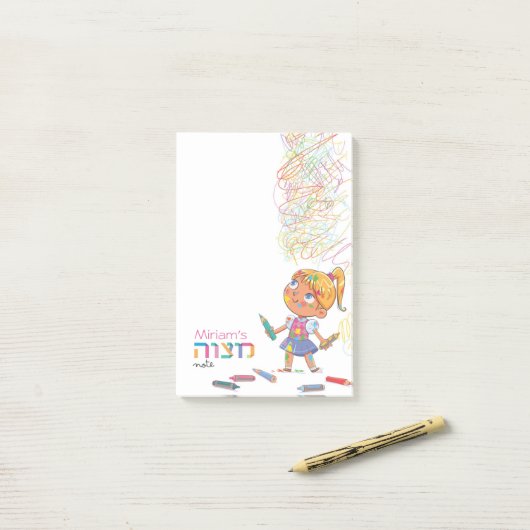 Meisjes Mitzvah Note - 4x6 Sticky Notepad (Op bureau)