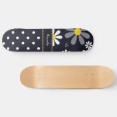 Meisjes Mod Daisies en Polka Dots met naam Persoonlijk Skateboard (Horizontaal)