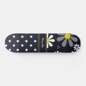 Meisjes Mod Daisies en Polka Dots met naam Persoonlijk Skateboard (Horizontaal)