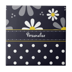 Meisjes Mod Daisies en Polka Dots met naam Tegeltje