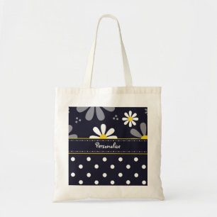 Meisjes Mod Daisies en Polka Dots met naam Tote Bag