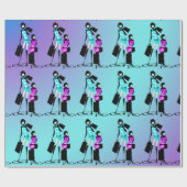 Meisjes mode modellen winkelparijs cadeaupapier (Vlak)