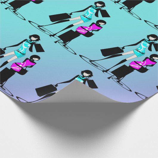 Meisjes mode modellen winkelparijs cadeaupapier (Hoek)