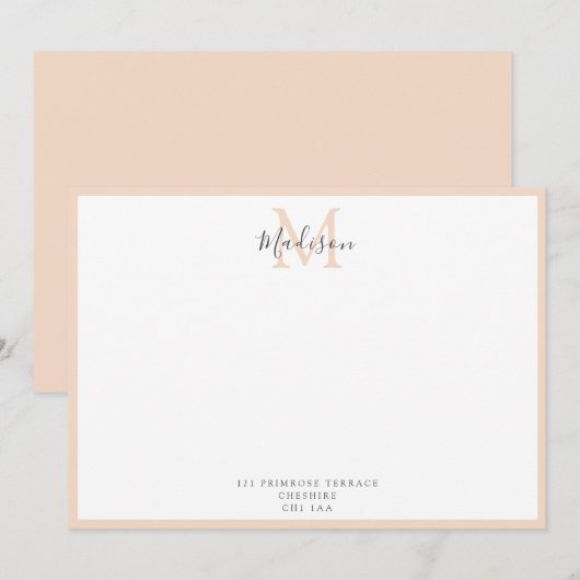 Meisjes Modern Aangedreven Monogramnotitie auto Notitiekaartje (Voorkant / Achterkant)