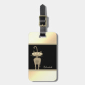 Meisjes Modern Black, Gold, Whimsical-personalized Bagagelabel (Voorkant verticaal)