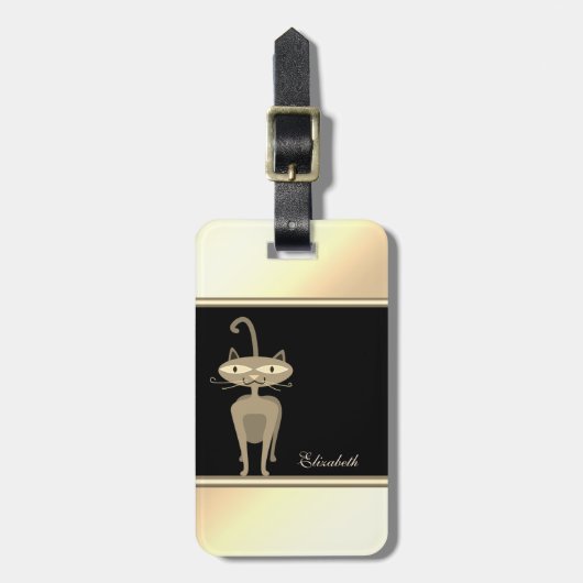 Meisjes Modern Black, Gold, Whimsical-personalized Bagagelabel (Voorkant verticaal)