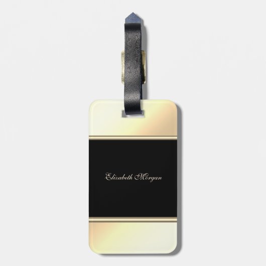 Meisjes Modern Black, Gold, Whimsical-personalized Bagagelabel (Achterkant verticaal)